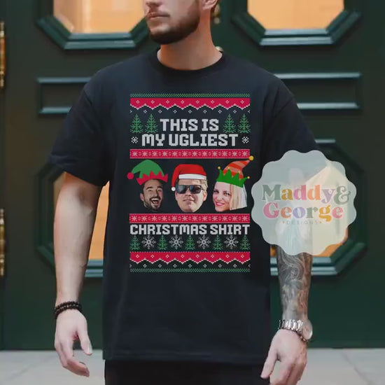 Custom Face Ugly Christmas Shirt, Personalized Ugly Christmas Sweater, Funny Christmas Shirts, Christmas Gift For Siblings, Custom Face Tee