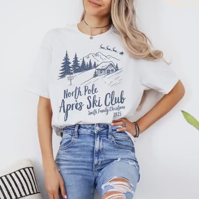 Custom Après Ski Club Shirt, Matching Family Christmas Tshirts, Christmas Group Tees, Ski Vacation Gifts, Trendy Holiday Gift, Vintage Santa