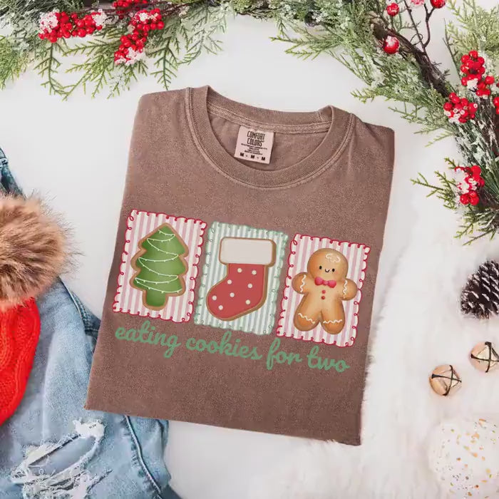 Christmas Pregnancy Announcement Comfort Colors Shirt, Christmas Baby Reveal Tee, Pregnant Holiday TShirt, Gingerbread Cookie Reveal, Xmas
