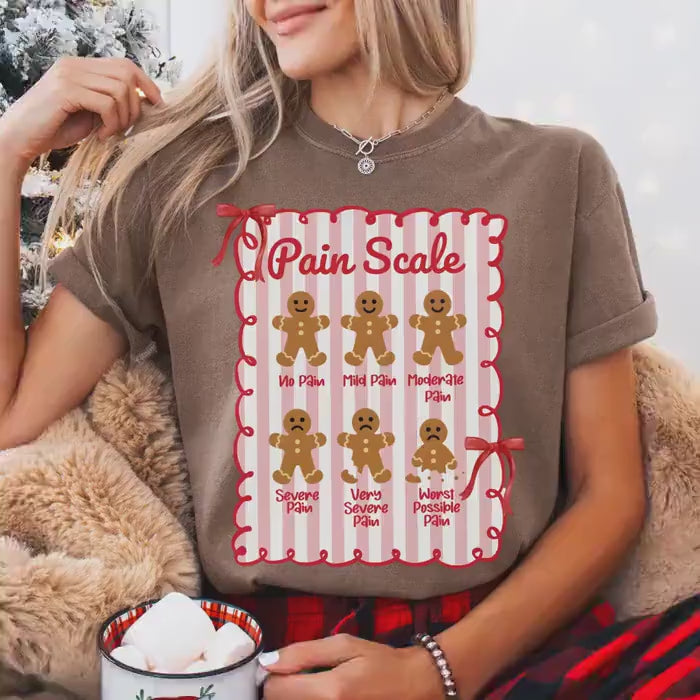 Funny Nurse Christmas Comfort Colors Shirt, Pain Scale T-Shirt, Gingerbread Nurse Tee, Christmas Gift for Nurse, Doctor Holiday Crewneck, RN