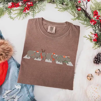 Wombat Christmas Comfort Colors Shirt, Australian Animals Tee, Matching Family Aussie Christmas T-Shirt, Funny Christmas Shirts, Expat Xmas