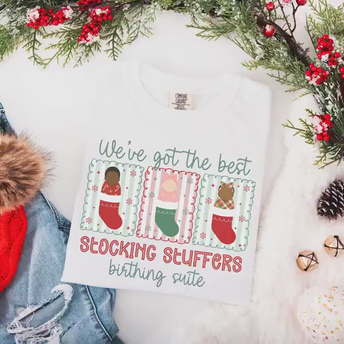 Christmas Birthing Suite Nurse Comfort Colors Shirt, L&D Nurse Christmas T-Shirt, OB Nurse Christmas Gift, Matching Midwife Xmas Tees, OBGYN