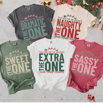 Custom Family Christmas Comfort Colors Shirt, Personalized Name Xmas Shirts, Family Christmas Pajamas, Matching Holiday Tees, Funny T-Shirts
