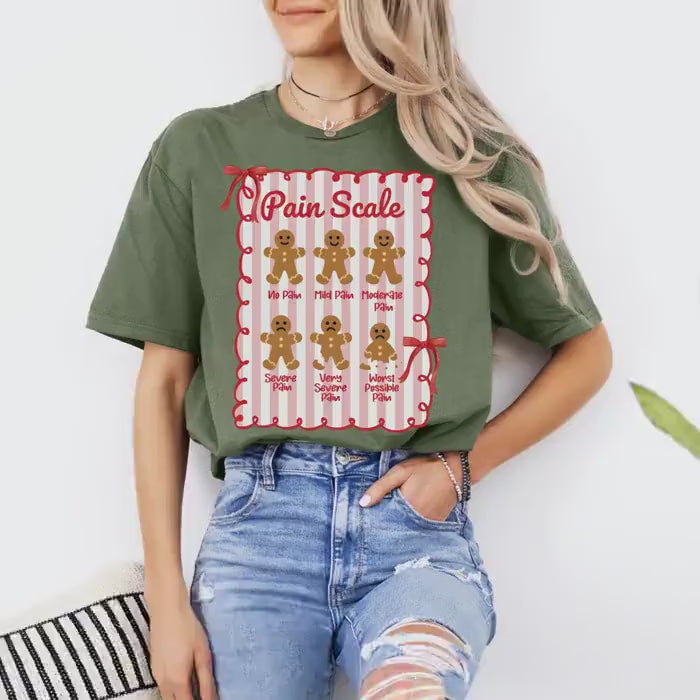 Funny Nurse Christmas Shirt, Pain Scale T-Shirt, Gingerbread Nurse Tee, Christmas Gift for Nurse, Doctor Holiday Crewneck, RN Xmas Shirts