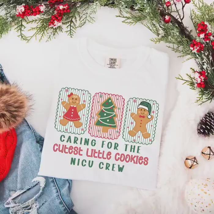 Christmas NICU Comfort Colors Shirt, Neonatal ICU T-Shirt, NICU Crew Christmas Shirt, Cute Gingerbread Nurse Tee, Nicu Nurse Gifts, Nicu Rn