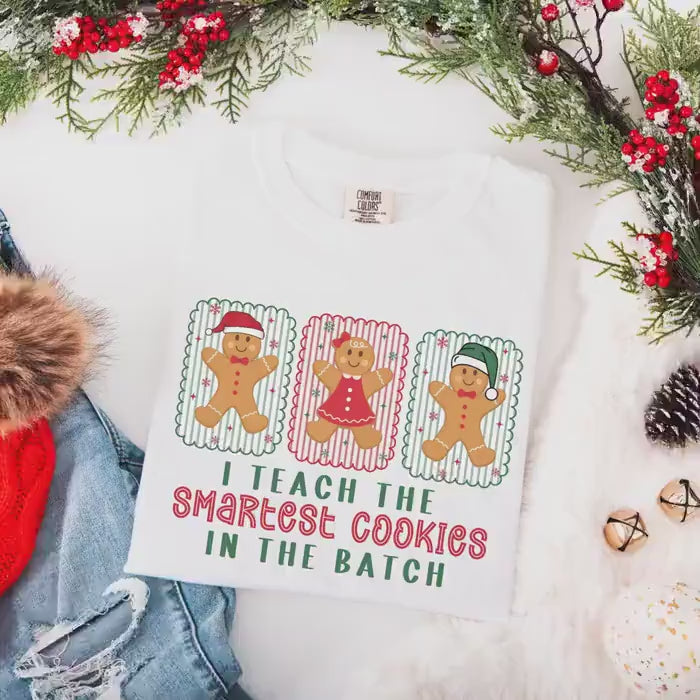 Gingerbread Teacher Christmas Comfort Colors Shirt, Teacher of Smart Cookies Tee, Teaching Team T-Shirt, Cute Teacher Gift, Holiday Gifts