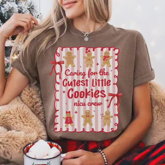 Christmas NICU Comfort Colors Shirt, Neonatal ICU T-Shirt, NICU Crew Christmas Shirt, Cute Gingerbread Nurse Tee, Nicu Nurse Gifts, Nicu Rn